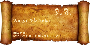 Varga Nándor névjegykártya
